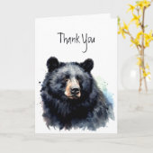 Carte Merci Remercier Ours Noir Animal Nature Faune (Fleur jaune)