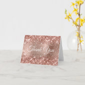 Carte Merci Rose d'or Glitter (Fleur jaune)