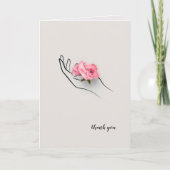 Carte merci rose en main (Devant)