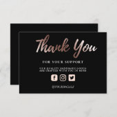 Carte Merci Rose Gold Metallic Custom Media Insertion (Devant / Derrière)