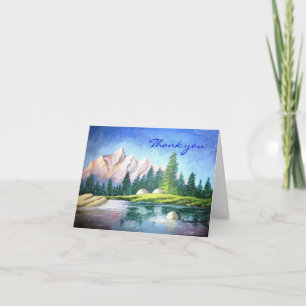 Carte Merci Rose Mountain Painting Note