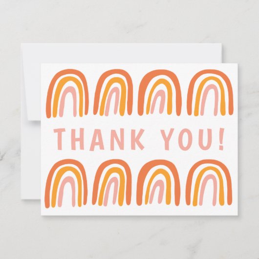 Carte MERCI rose orange couleur douce arc-en-ciel (Devant)