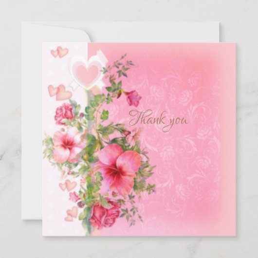 Carte Merci rose vintage (Devant)