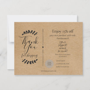 Carte Merci Rustique Kraft Pour Shopping Rabais
