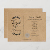 Carte Merci Rustique Kraft Pour Shopping Rabais (Devant / Derrière)