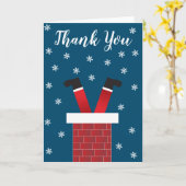 Carte Merci Santa Claus Chimney Snowflakes Rouge Bleu (Fleur jaune)