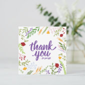 Carte Merci Script Whimsical Spring Floral (Debout devant)