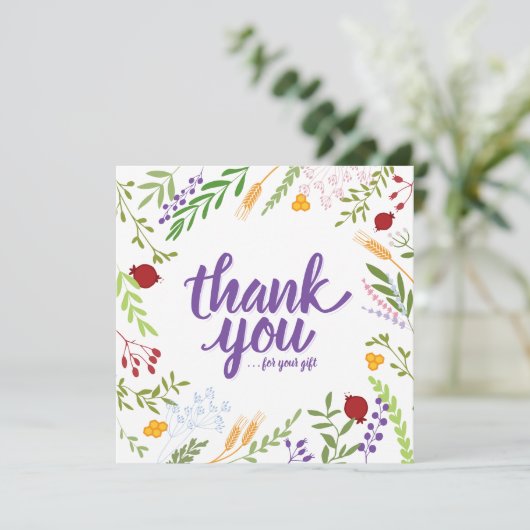 Carte Merci Script Whimsical Spring Floral (Debout devant)