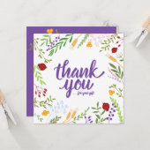 Carte Merci Script Whimsical Spring Floral (Devant/Arrière en situation)