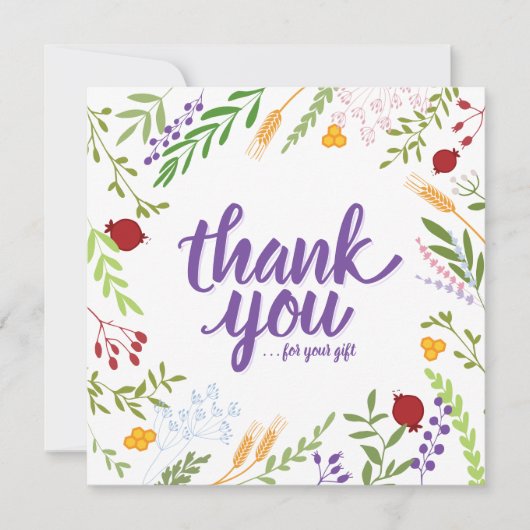 Carte Merci Script Whimsical Spring Floral (Devant)