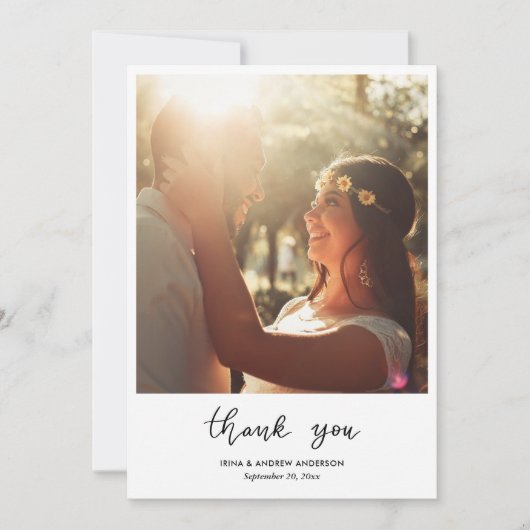 Carte Merci simple Script Mariage Couple Photo (Devant)