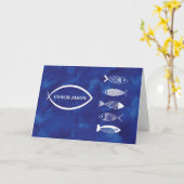 Carte Merci Swim Coach avec Poisson sur Blue Ajouter (Fleur jaune)