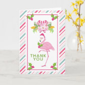 Carte Merci tropical de Noël de Flamant rose rose (Fleur jaune)
