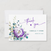 Carte Merci Turquoise Mariage  et violet (Devant)