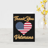 Carte Merci Usa Drapeau Coeur vétéran Patriot (Fleur jaune)
