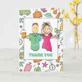 Carte Merci Vacances Destination Drôle Cartoon (Fleur jaune)