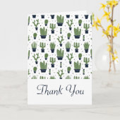 Carte Merci vert rustique de motif de désert de cactus (Fleur jaune)