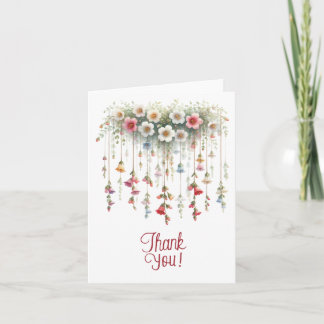 Carte Merci vierge de la piste en fleur à pendage coloré