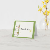 Carte Merci vintage aux fraises (Fleur jaune)