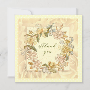 Carte Merci Vintage rose pâle Pointe fille