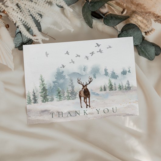 Carte Merci Watercolor Forest Deer