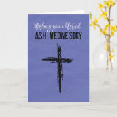 Carte Mercredi des Cendres bénis Croix noire sur le viol (Fleur jaune)