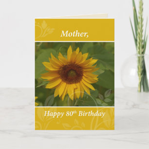 Carte Mère 80e anniversaire tournesol