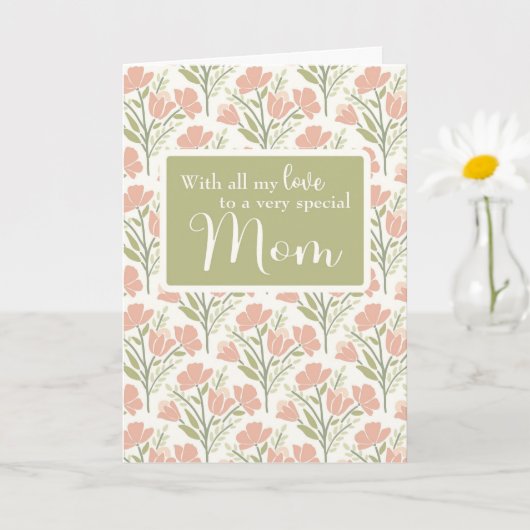 Carte Mère Anniversaire Motif rose (Petite plante)
