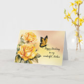 Carte Mère Anniversaire Yellow Roses Monarque Papillon (Fleur jaune)