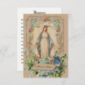 Carte Mère catholique Mary Floral Mémorare prière (Devant / Derrière)