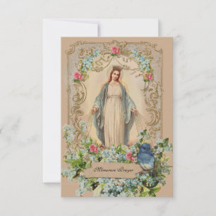 Carte Mère catholique Mary Floral Mémorare prière