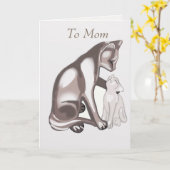 Carte Mère chat et chaton (Fleur jaune)