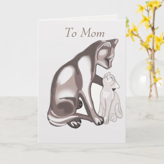 Carte Mère chat et chaton (Fleur jaune)