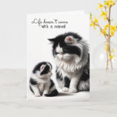 Carte Mère Chat et Kitten (Fleur jaune)