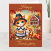 Carte Mère Chat et Kitten Profitez de Thanksgiving (Devant)