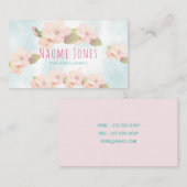 Carte mère couleur d'aquarelle rose fleur cerisier (Devant / Derrière)