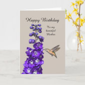 Carte Mère d'anniversaire joyeuse aux colibris (Fleur jaune)