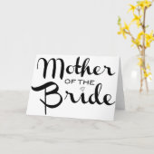 Carte Mère de mariée Retro Script noir sur blanc (Fleur jaune)