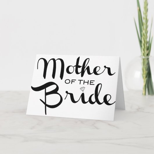 Carte Mère de mariée Retro Script noir sur blanc (Devant)
