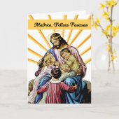 Carte Mère Espagne Pâques Jésus avec enfants et rayons (Fleur jaune)