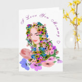 Carte mère et bébé amour (Fleur jaune)