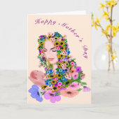 Carte mère et bébé Fête des mères avec fleurs (Fleur jaune)