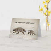 Carte Mère et Bébé Raccoon (Fleur jaune)