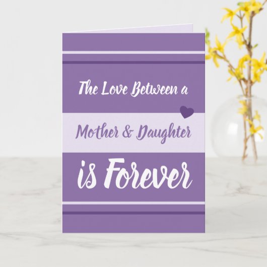 Carte Mère et Fille vous aiment violet et blanc (Fleur jaune)