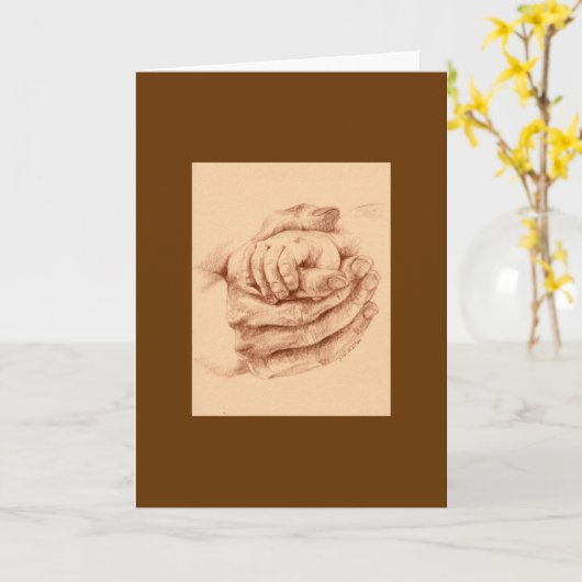 Carte Mère et les mains de l'enfant (Fleur jaune)