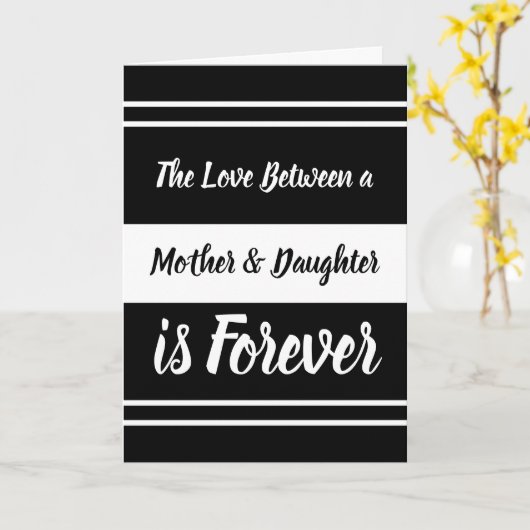 Carte Mère & Fille vous aime noir et blanc (Fleur jaune)