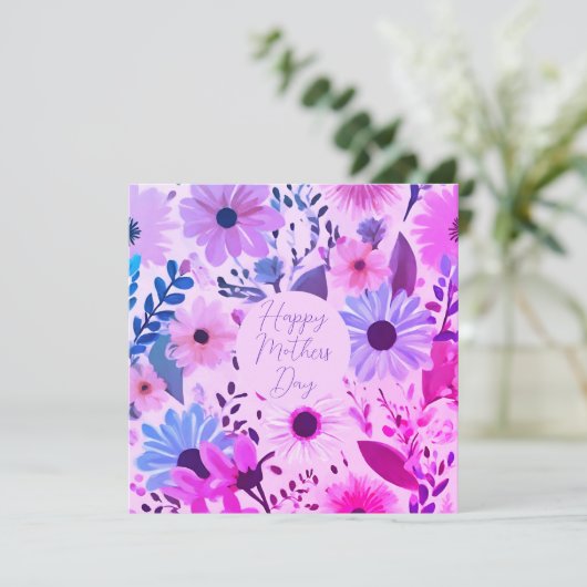 Carte mère Fleurs Rose, Bleu Et Violet (Debout devant)