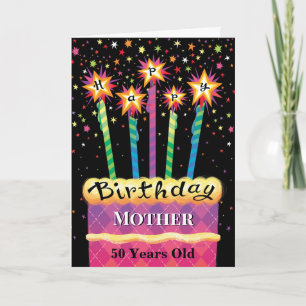 Carte Mère gâteau du 50e anniversaire