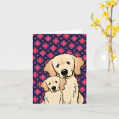 Carte Mère Golden Retriever et chiot (Fleur jaune)