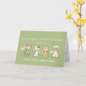 Carte Mère/Grand-mère Anniversaire 4 Chats - noms person (Fleur jaune)
